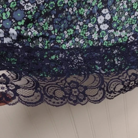 Aerie Blue and Green Floral Lace BabyDoll - Picture 4 of 12